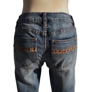 Cache Rhinestone Stud Embellished Light Fade Jean Pant Stretch Animal NWT $98